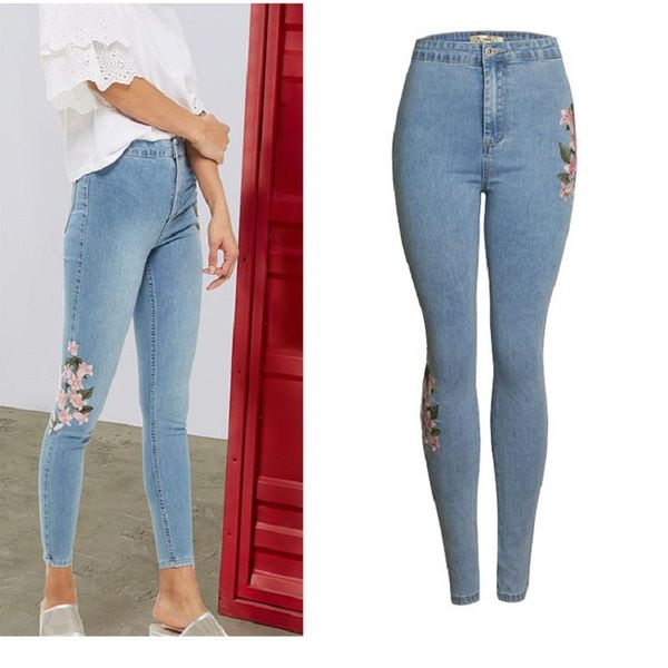 arrival summer style female fashion embroidery floral skinny high waist night club denim pencil pants women's jeans, Blue
arrival summer style female fashion embroidery floral skinny high waist night club denim pencil pants women's jeans, Blue