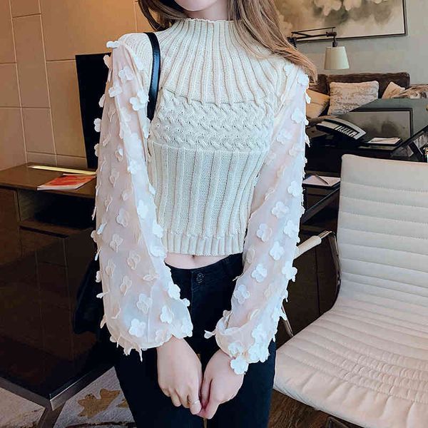 women blouses ladies appliques mesh sleeve solid elegant cropped stretchy knitted blouse spring 210518, White
women blouses ladies appliques mesh sleeve solid elegant cropped stretchy knitted blouse spring 210518, White