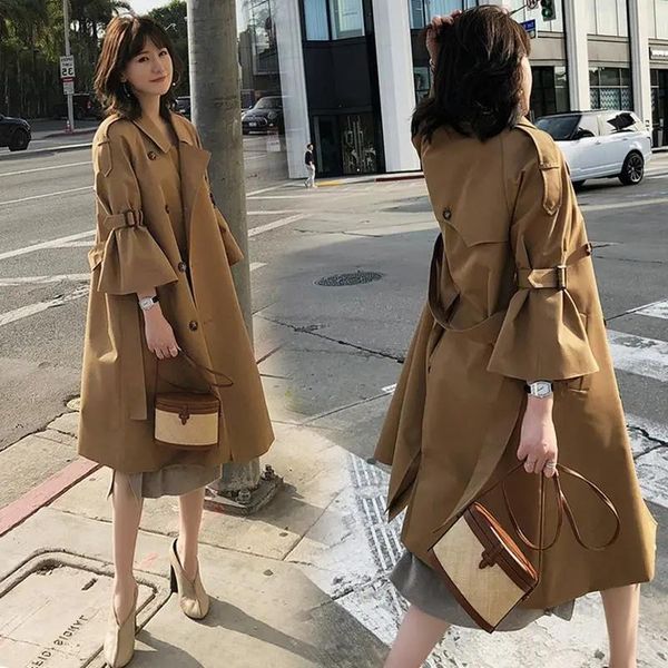 women's trench coats autumn 2021 mid-length 3/4 sleeve khaki coat plus sashes women casual loose elegant windbreaker outerwear chaqueta, Tan;black
women's trench coats autumn 2021 mid-length 3/4 sleeve khaki coat plus sashes women casual loose elegant windbreaker outerwear chaqueta, Tan;black