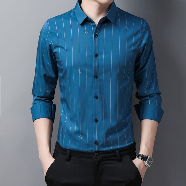 2021 spring and autumn long sleeve vertical stripe non iron shirt middle-aged fashion men's wear, Black
2021 spring and autumn long sleeve vertical stripe non iron shirt middle-aged fashion men's wear, Black