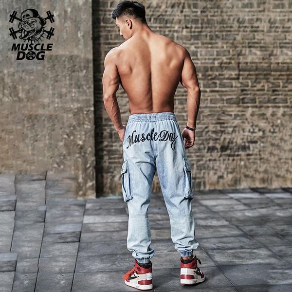 men's jeans baggy cargo pants men winter loose ankle banded casual training tooling fitness gymnastic streetwear q960, Blue 
men's jeans baggy cargo pants men winter loose ankle banded casual training tooling fitness gymnastic streetwear q960, Blue