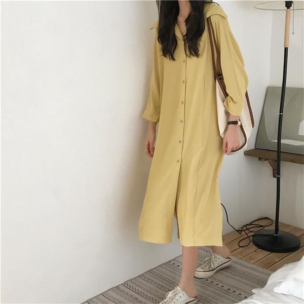 casual dresses solid shirt dress straight beach style autumn mid-calf women's clothing button turn-down collar moda feminina ladies, Black;gray
casual dresses solid shirt dress straight beach style autumn mid-calf women's clothing button turn-down collar moda feminina ladies, Black;gray