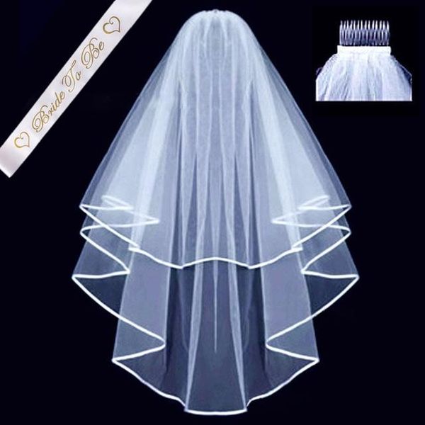 bridal veils white wedding 2t veil elbow length satin ribbon edge with comb bride, Black
bridal veils white wedding 2t veil elbow length satin ribbon edge with comb bride, Black