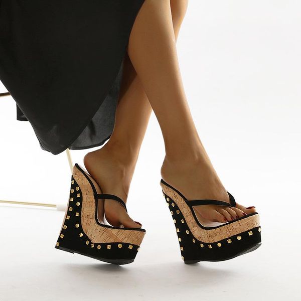 slippers on a wedge shoes woman 2021 low rivet heels rubber flip flops platform high hawaiian slides pumps fabric rome pu, Black
slippers on a wedge shoes woman 2021 low rivet heels rubber flip flops platform high hawaiian slides pumps fabric rome pu, Black