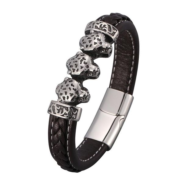 charm bracelets brown leather rope bracelet bangles male leopard head stainless steel magnetic buckle trendy men wristband punk jewelry sp08, Golden;silver
charm bracelets brown leather rope bracelet bangles male leopard head stainless steel magnetic buckle trendy men wristband punk jewelry sp08, Golden;silver