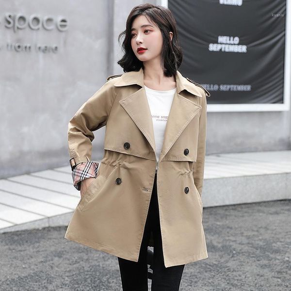 women's trench coats autumn long coat mid-length color matching square collar, Tan;black
women's trench coats autumn long coat mid-length color matching square collar, Tan;black