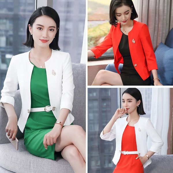 work dresses izicfly style summer women suits with blazer dress uniform business orange office suit costume femme plus size, White;black
work dresses izicfly style summer women suits with blazer dress uniform business orange office suit costume femme plus size, White;black