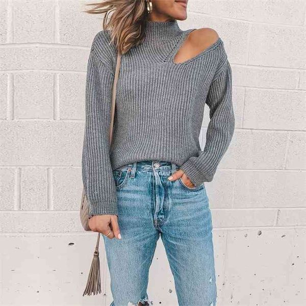 autumn features strapless slim high neck knitted sweater women casual solid color long-sleeved hollow out pullover 210517, White;black
autumn features strapless slim high neck knitted sweater women casual solid color long-sleeved hollow out pullover 210517, White;black
