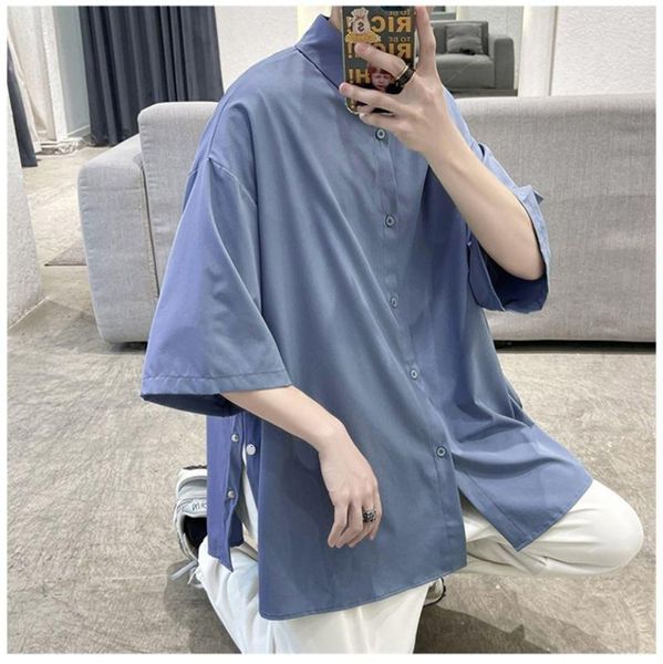 men's casual shirts 5colors men short sleeve summer loose split design trendy coat half-sleeved shirt japanese plus size streetwear, White;black
men's casual shirts 5colors men short sleeve summer loose split design trendy coat half-sleeved shirt japanese plus size streetwear, White;black