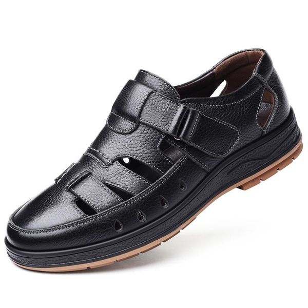 sandals summer men's leather dad middle-aged non-slip soft bottom hole soil shoes, Black
sandals summer men's leather dad middle-aged non-slip soft bottom hole soil shoes, Black