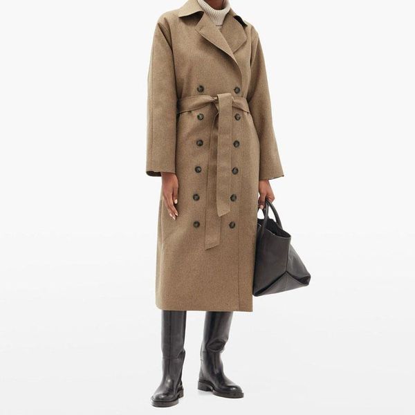 women's wool & blends women woolen coat double breasted sashes keep warm temperament lady long, Black
women's wool & blends women woolen coat double breasted sashes keep warm temperament lady long, Black