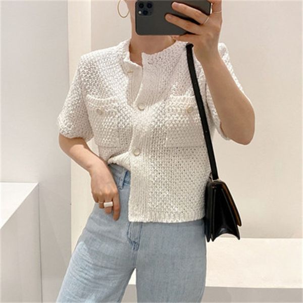 white stylish sweet office lady brief chic elegance short sleeves women cardigans sweaters 210421, White;black
white stylish sweet office lady brief chic elegance short sleeves women cardigans sweaters 210421, White;black