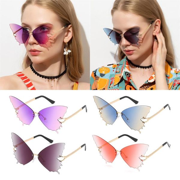 sunglasses fashion butterfly for women uv protection vintage metal rimless retro sun glasses eyewear, White;black
sunglasses fashion butterfly for women uv protection vintage metal rimless retro sun glasses eyewear, White;black