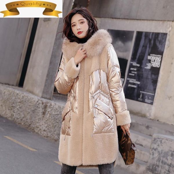 women's fur & faux duck 10% down white jacket women 100% wool splicing winter coat collar hooded female parkas abrigo d11a1131, Black
women's fur & faux duck 10% down white jacket women 100% wool splicing winter coat collar hooded female parkas abrigo d11a1131, Black