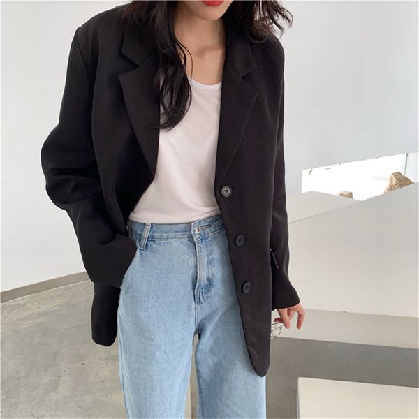 fashion black lapel basic brief ol loose all match casual solid women office lady blazers 210421, White;black
fashion black lapel basic brief ol loose all match casual solid women office lady blazers 210421, White;black