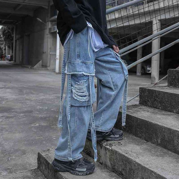 men's jeans houzhou baggy ripped for men denim trousers male punk rave goth pants cargo streetwear autumn hip hop 69be, Blue
men's jeans houzhou baggy ripped for men denim trousers male punk rave goth pants cargo streetwear autumn hip hop 69be, Blue