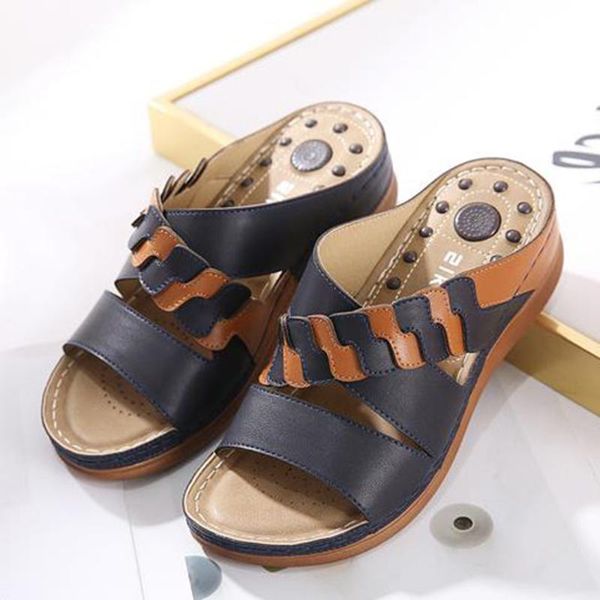 outdoor summer round head stitching women's sandals car non-slip massage slope heel slippers large size 43, Black
outdoor summer round head stitching women's sandals car non-slip massage slope heel slippers large size 43, Black