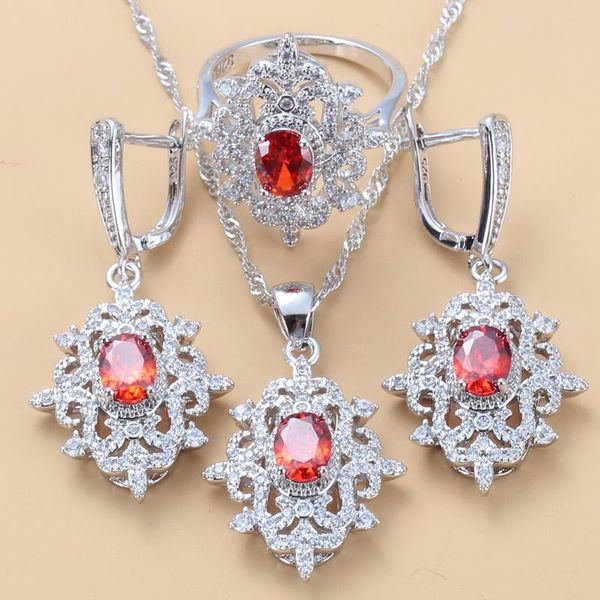 earrings & necklace elegant women wedding costume jewelry sets natural stone red garnet dangle and ring bridal, Silver
earrings & necklace elegant women wedding costume jewelry sets natural stone red garnet dangle and ring bridal, Silver