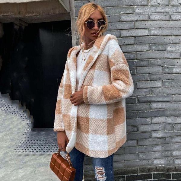 women's fur & faux autumn winter coat women long checkered plaid jacket fluffy teddy female plush 2021, Black
women's fur & faux autumn winter coat women long checkered plaid jacket fluffy teddy female plush 2021, Black