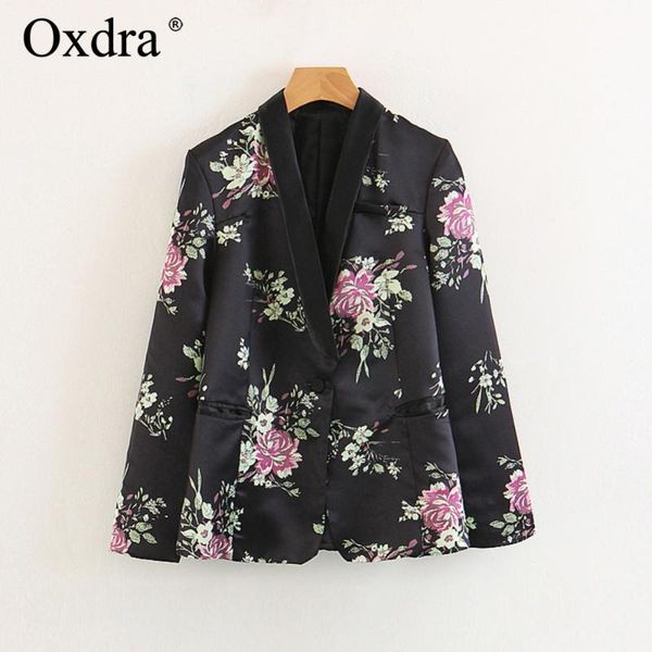 women's suits & blazers oxdra women 2021 spring satin floral print notched blazer long sleeve for jackets casual outerwear, White;black
women's suits & blazers oxdra women 2021 spring satin floral print notched blazer long sleeve for jackets casual outerwear, White;black