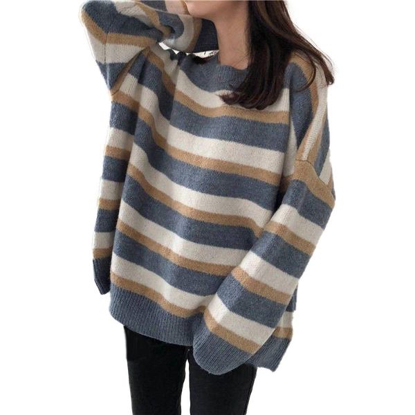 women's sweaters striped sweater women student turtleneck korean loose long knitting pullover winter girl clothing knit top, White;black
women's sweaters striped sweater women student turtleneck korean loose long knitting pullover winter girl clothing knit top, White;black