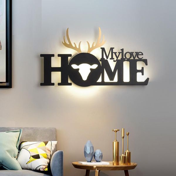 home living room background decoration wall lamp modern simple bedroom led light bedside aisle english letter
home living room background decoration wall lamp modern simple bedroom led light bedside aisle english letter