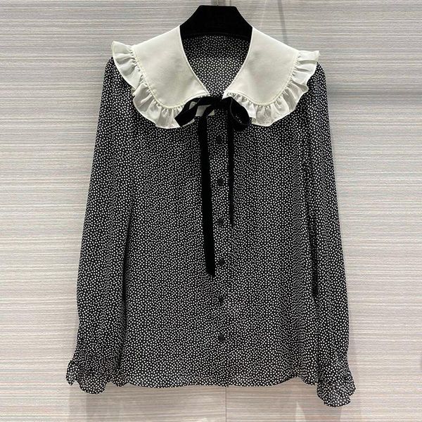 women's blouses & shirts temperament fashion polka dot print 100% silk shirt women ruffled collar bow long sleeve blouse lady 2, White
women's blouses & shirts temperament fashion polka dot print 100% silk shirt women ruffled collar bow long sleeve blouse lady 2, White