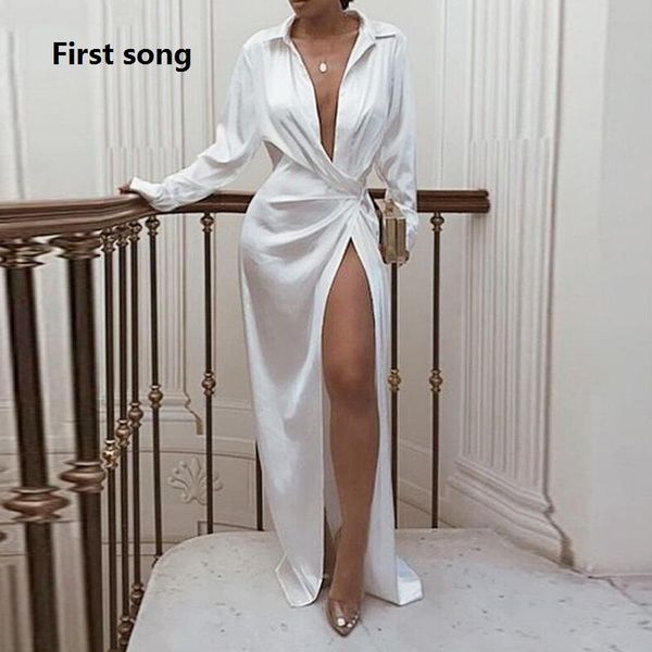first song autumn lapel long sleeve shirt dress 2021 women's party elegant high split irregular maxi casual dresses, Black;gray
first song autumn lapel long sleeve shirt dress 2021 women's party elegant high split irregular maxi casual dresses, Black;gray