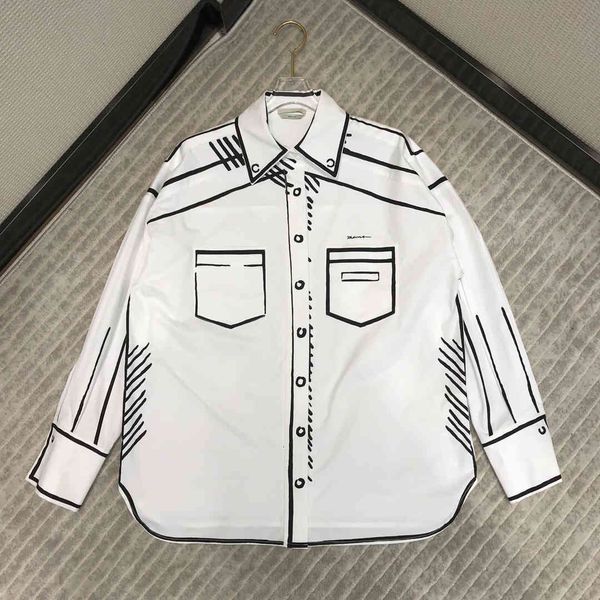 women's jackets jackets high-end brand white shirts for women hand drawn doodles side stripes print pattern lapel long sleeve fashion, Black;brown
women's jackets jackets high-end brand white shirts for women hand drawn doodles side stripes print pattern lapel long sleeve fashion, Black;brown