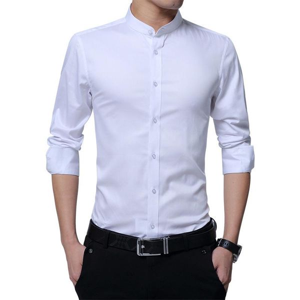 men's dress shirts mens 2021 fashion stand-up collar business men long-sleeved slim-fit clothing asian size, White;black
men's dress shirts mens 2021 fashion stand-up collar business men long-sleeved slim-fit clothing asian size, White;black