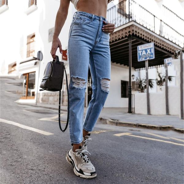women's jeans denim trousers wide leg ripped distressed pants boyfriend streetwear casual 90s high waist pocket elastic hole, Blue
women's jeans denim trousers wide leg ripped distressed pants boyfriend streetwear casual 90s high waist pocket elastic hole, Blue