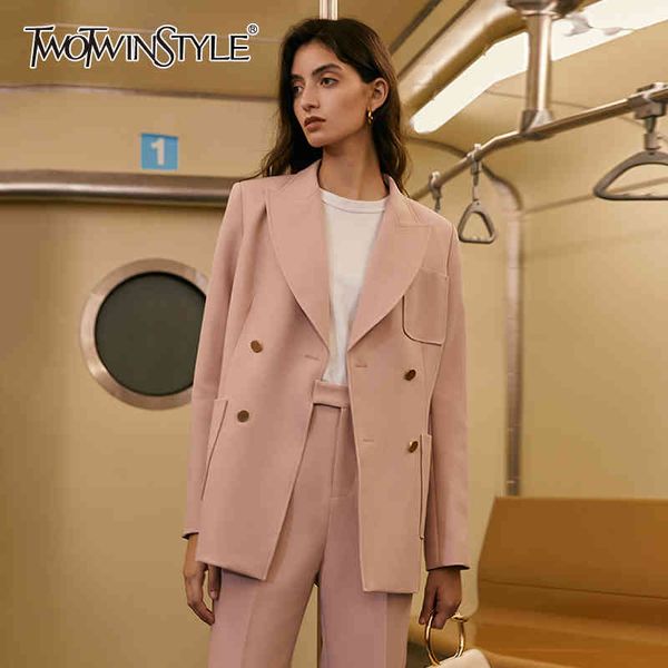 vintage solid blazer for women notched long sleeve double breasted casual blazers female fashion clothing fall 210524, White;black
vintage solid blazer for women notched long sleeve double breasted casual blazers female fashion clothing fall 210524, White;black