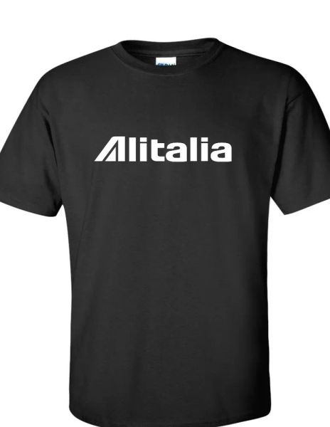 alitalia white retro logo italian airline black cotton short sleeve t-shirt, White;black
alitalia white retro logo italian airline black cotton short sleeve t-shirt, White;black
