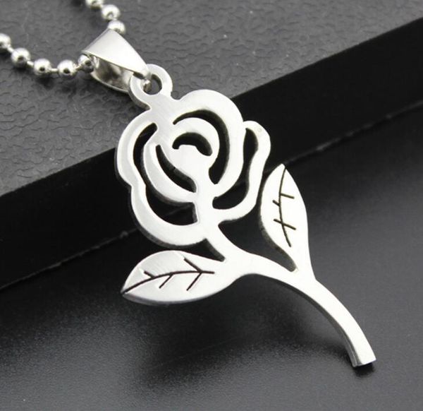 fashion men and women stainless steel rose pendant titanium jewelry choice bead necklace leather rope cross chain, Silver
fashion men and women stainless steel rose pendant titanium jewelry choice bead necklace leather rope cross chain, Silver