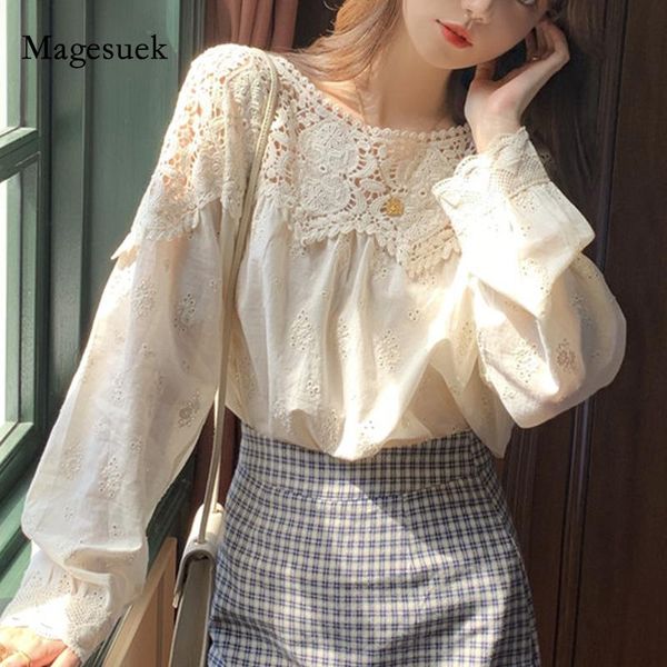 women's blouses & shirts spring lace women blouse korean style crochet hollow stitching shirt plus size apricot gentle long sleeve o ne, White
women's blouses & shirts spring lace women blouse korean style crochet hollow stitching shirt plus size apricot gentle long sleeve o ne, White