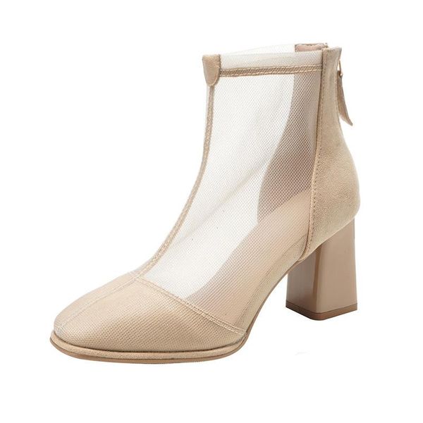 spring korean style all-match thick-heeled boots square toe high-heeled net women, Black
spring korean style all-match thick-heeled boots square toe high-heeled net women, Black
