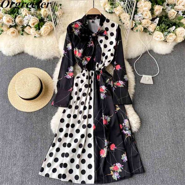 vintage dot hit color patchwork floral printting long dress bow tie elastic slim waist elegant ladies black vestidos 210602, Black;gray
vintage dot hit color patchwork floral printting long dress bow tie elastic slim waist elegant ladies black vestidos 210602, Black;gray
