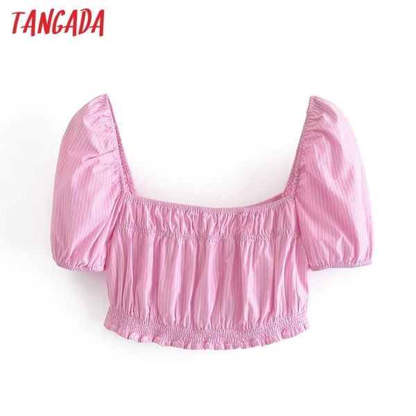 women retro striped pink print crop short sleeve summer chic female slim shirt 3h295 210416, White
women retro striped pink print crop short sleeve summer chic female slim shirt 3h295 210416, White