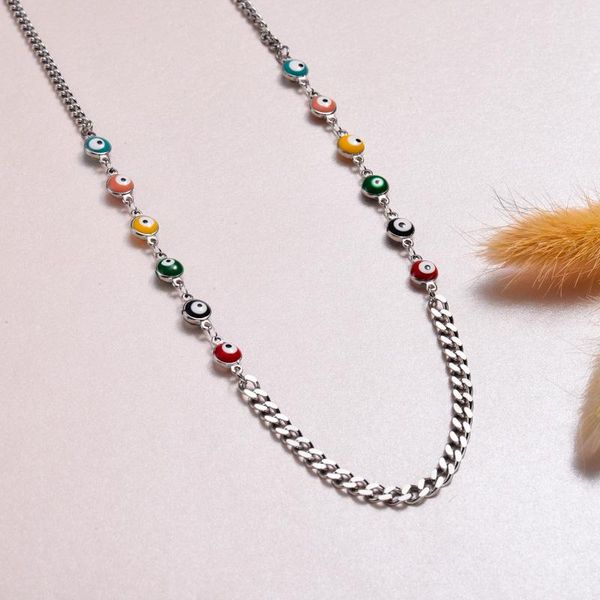 chains baoyan trendy silver evil eye beaded chain necklace stainless steel colorful link jewelry for women
chains baoyan trendy silver evil eye beaded chain necklace stainless steel colorful link jewelry for women