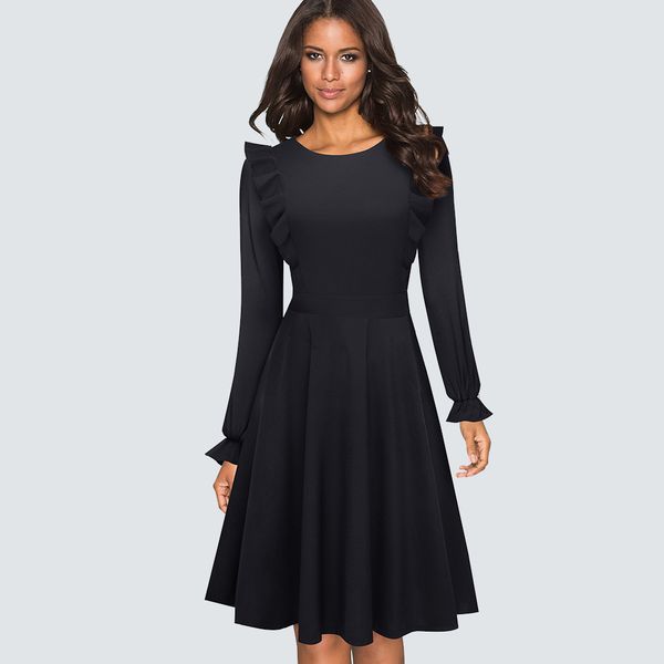 dresses autumn brief elegant ruffle sleeve casual party classic retro charming vestidos ha181, Black;gray
dresses autumn brief elegant ruffle sleeve casual party classic retro charming vestidos ha181, Black;gray