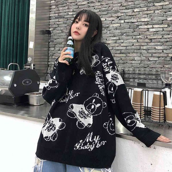women's sweaters harajuku y2k urso padrão camisola de malha feminina grandes dimensões pullovers longos moda roupas primavera preto bra, White;black
women's sweaters harajuku y2k urso padrão camisola de malha feminina grandes dimensões pullovers longos moda roupas primavera preto bra, White;black
