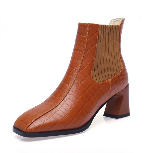 autumn women genuine leather chelsea boots fashion female high thick heels elegant lady brown black square toe 2021 ankle
autumn women genuine leather chelsea boots fashion female high thick heels elegant lady brown black square toe 2021 ankle