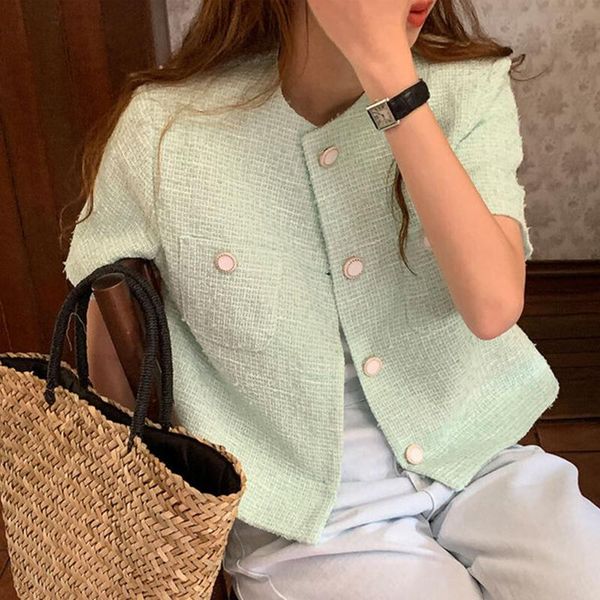 women's jackets sannian women coats clothes summer french round neck double pockets loose short single-breasted tweed jacket ladies, Black;brown
women's jackets sannian women coats clothes summer french round neck double pockets loose short single-breasted tweed jacket ladies, Black;brown