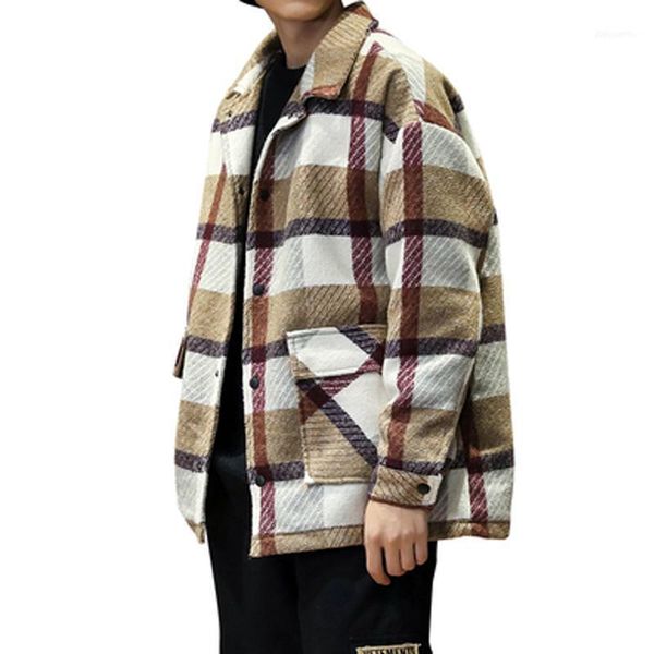 men's wool & blends man autumn and winter woolen jacket loose overcoat plaid coat1, Black
men's wool & blends man autumn and winter woolen jacket loose overcoat plaid coat1, Black