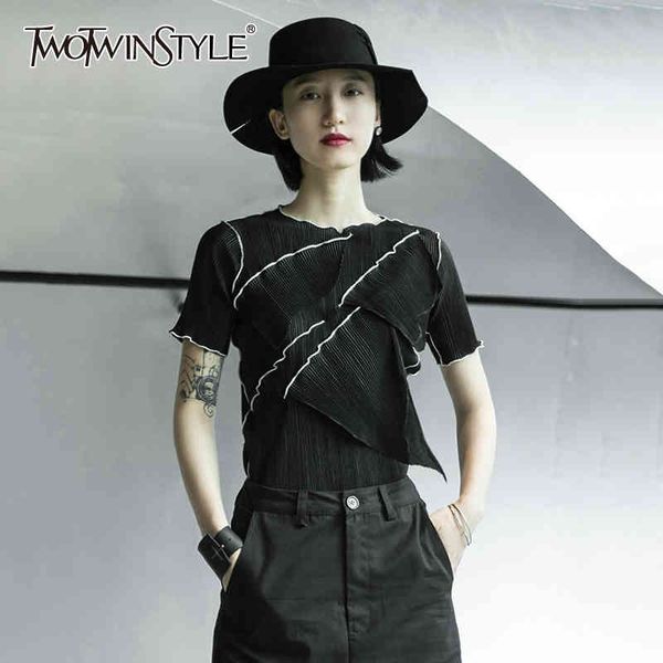 twowinsyle casual striped shirt for women o neck short sleeve asymmetrical slim shirts females summer fashion stylish 210524, White
twowinsyle casual striped shirt for women o neck short sleeve asymmetrical slim shirts females summer fashion stylish 210524, White