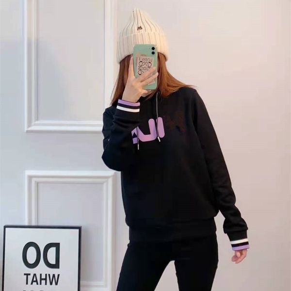 2021 autumn f family letter printing casual cotton hoodie women's wear korean chao brand thread cuffed, Black 
2021 autumn f family letter printing casual cotton hoodie women's wear korean chao brand thread cuffed, Black