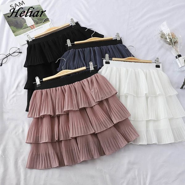 women pleated three layers skirt mini a-line high waist elastic casual solid flounce s for spring 210518, Black
women pleated three layers skirt mini a-line high waist elastic casual solid flounce s for spring 210518, Black