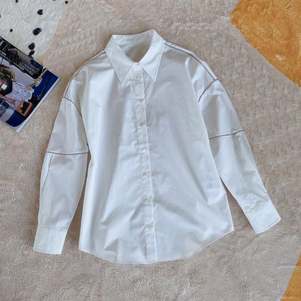 women's blouses & shirts 2021 women fashion long sleeve bead chain shirt 0817, White
women's blouses & shirts 2021 women fashion long sleeve bead chain shirt 0817, White