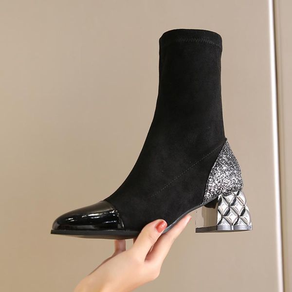 boots women's 2021 autumn winter stretch socks women high heels shoes fashion pointed toe slip on chunky booties, Black
boots women's 2021 autumn winter stretch socks women high heels shoes fashion pointed toe slip on chunky booties, Black