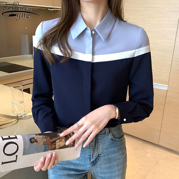 women's shirte spring stitching female long sleeved chiffon shirt women office lady style slim blouse 12805 210427, White
women's shirte spring stitching female long sleeved chiffon shirt women office lady style slim blouse 12805 210427, White